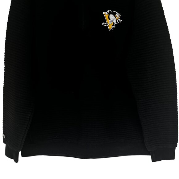 Antigua Pittsburgh Penguins Pullover Shirt Jacket Mens Medium Black Textured - Picture 4 of 8